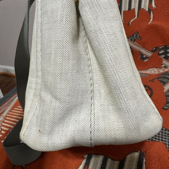 PRADA ❤️🌟WHITE DENIM CANAPA BAG WITH LONG STRAP⭐️ - Picture 5 of 15